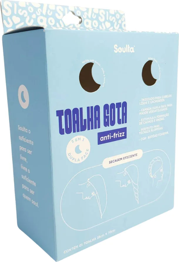 Toalha Turbante 2 em 1 Algodão + Microfibra Preta - Soulta