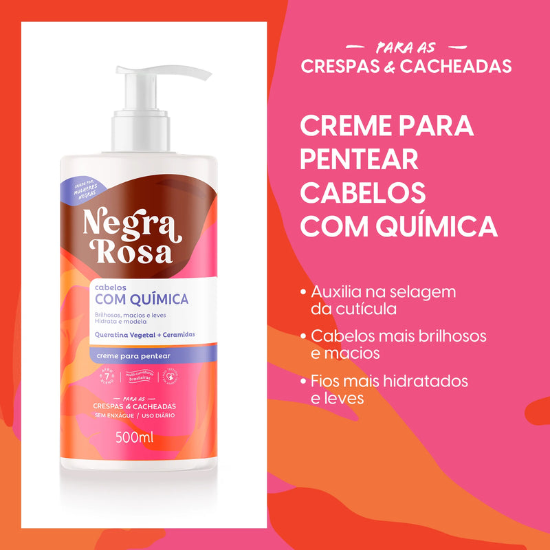 Creme Para Pentear Cabelos com Química 500ml - Negra Rosa